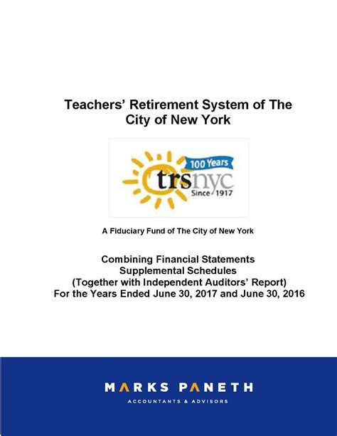 Nyc trs - Teachers' Retirement System of the City of New York. 55 Water Street New York, NY 10041. 1 (888) 8-NYC-TRS (1-888-869-2877) 
